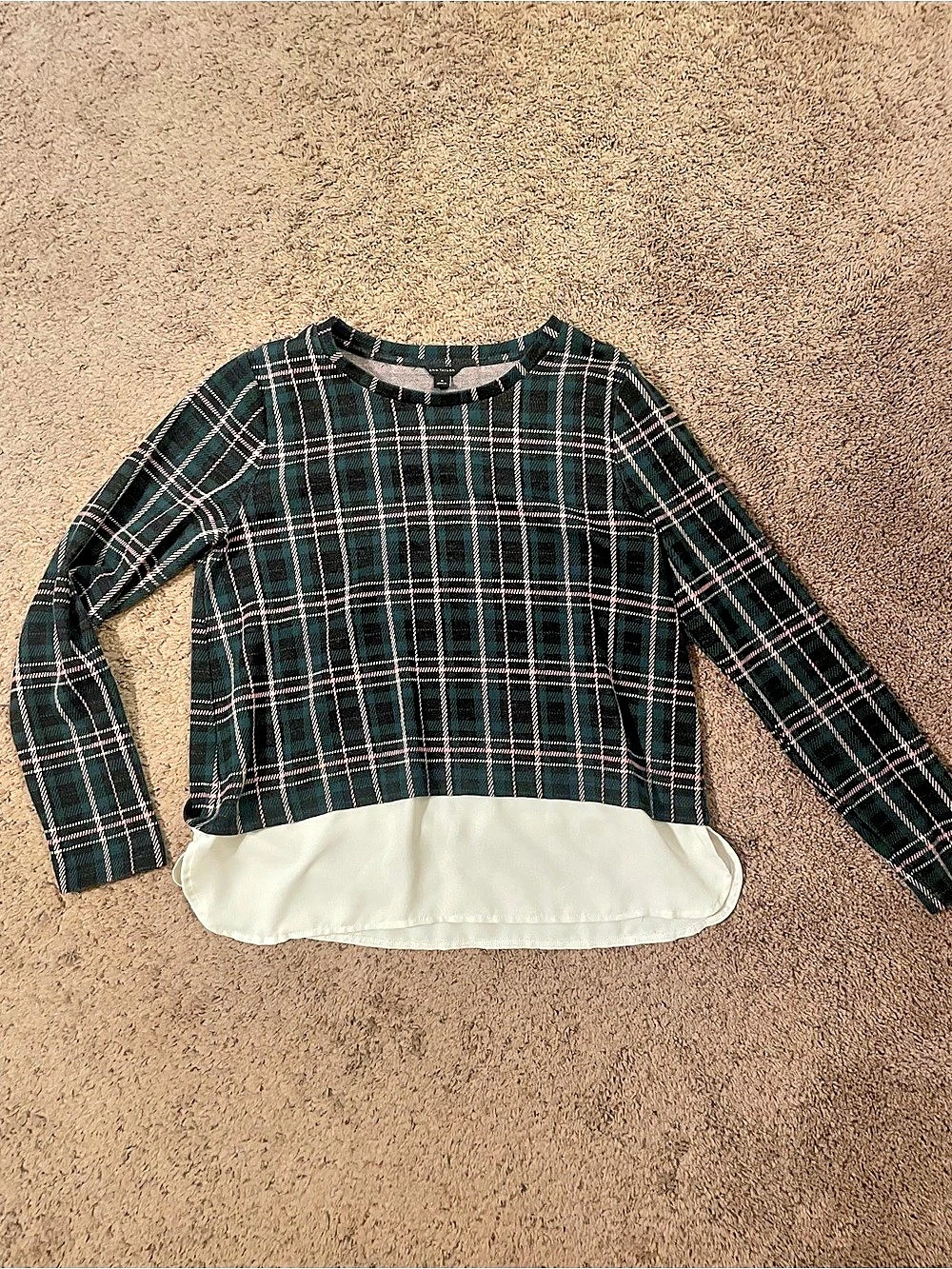 Ann Taylor Plaid Layered-Hem Blouse